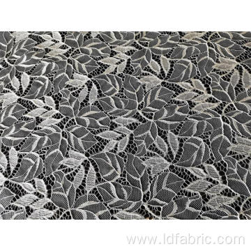 Nylon Polyester Leaf Pattern Cord Lace Fabric